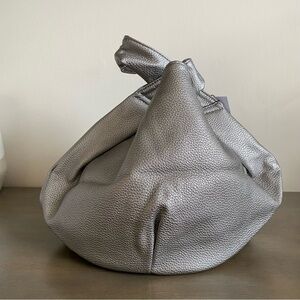 Metallic Silver Leather Sculptural Knot Mini Dollop Bag XThe Drop | Fall Fashion